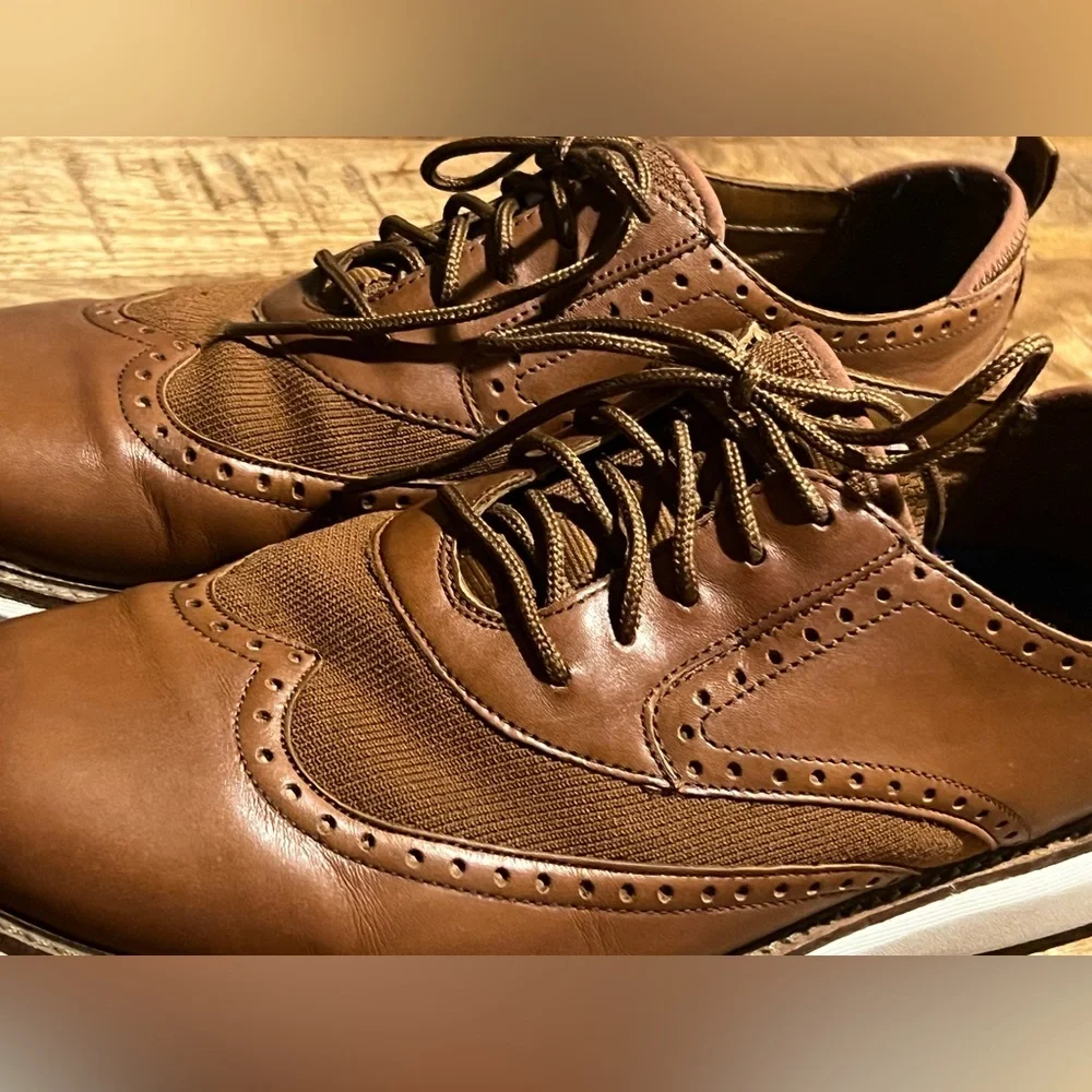 Clarks Mens Brantin Wing Brown Leather Casual Oxford Sneaker Shoes Sz 10 M